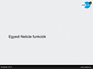 Egyedi Neticle funkciók




Budapest, 2013.                     www.neticle.hu
 