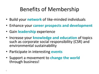 Provides resources to find a career that combines business and social impact