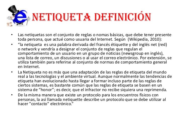 Resultado de imagen para definiciÃ³n de netiqueta