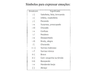 Símbolos para expressar emoções:

 
