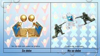 Ser cordial con quien se platica… Guerra de mensajes… 
Se debe No se debe 
 