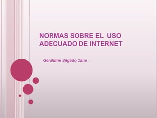 NORMAS SOBRE EL USO
ADECUADO DE INTERNET

Geraldine Silgado Cano
 