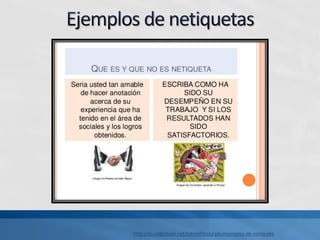 http://es.slideshare.net/DanielPeaJurado/ejemplos-de-netiqueta
 