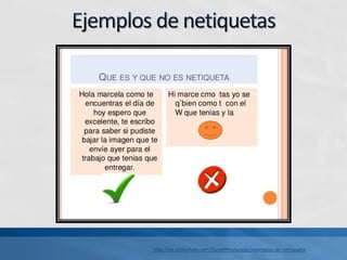 http://es.slideshare.net/DanielPeaJurado/ejemplos-de-netiqueta
 