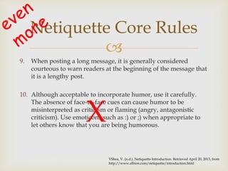 Introduction To Netiquette Netiquette Introduction | PPTX
