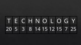 T E C H N O L O G Y
20 5 3 8 14 15 12 15 7 25
 
