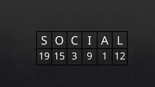 S O C I A L
19 15 3 9 1 12
 