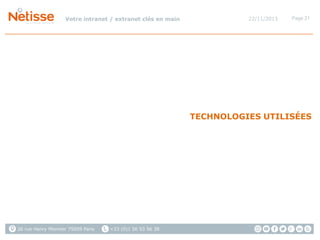 Votre intranet / extranet clés en main

22/11/2013

Page 21

TECHNOLOGIES UTILISÉES

26 rue Henry Monnier 75009 Paris

+33 (0)1 56 53 56 38

 