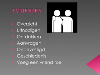 Overzicht Uitnodigen Ontdekken Aanvragen Onbevestigd Geschiedenis Voeg een vriend toe 