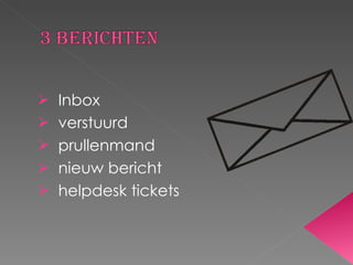 Inbox verstuurd prullenmand nieuw bericht helpdesk tickets 