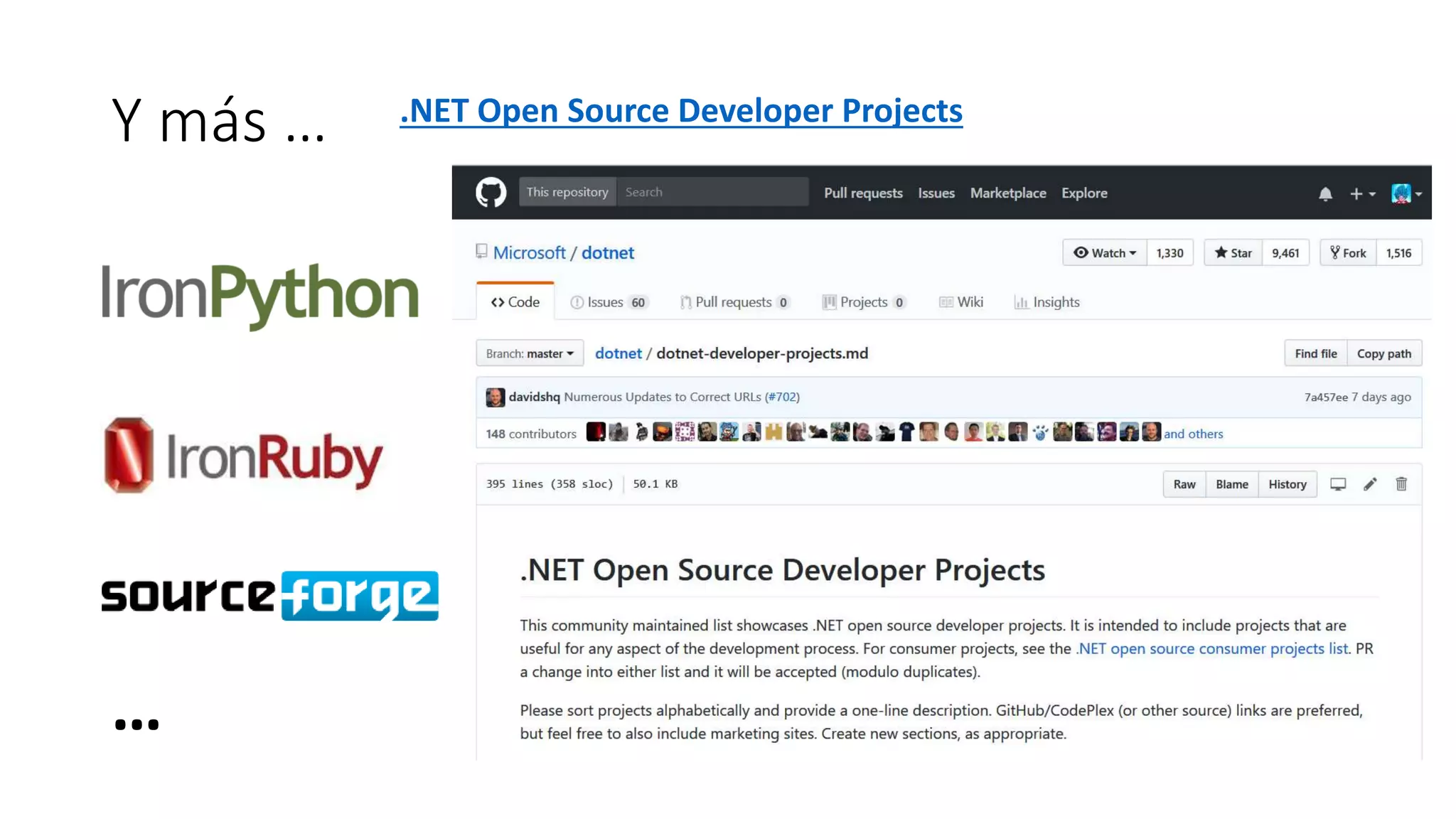 Y más … .NET Open Source Developer Projects
…
 