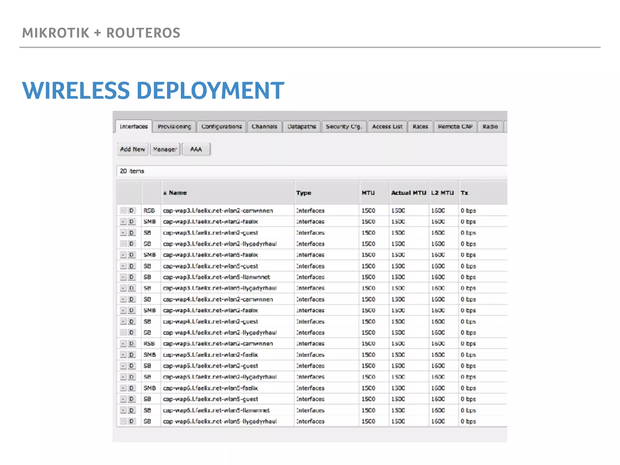 MIKROTIK + ROUTEROS
WIRELESS DEPLOYMENT
 