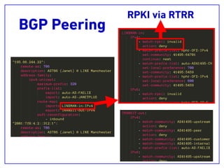 BGP Peering
RPKI via RTRR
 