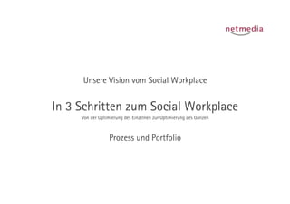 Unsere Vision vom Social Workplace


In 3 Schritten zum Social Workplace
     Von der Optimierung des Einzelnen zur Optimierung des Ganzen



                  Prozess und Portfolio
 