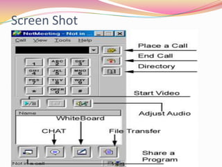 NetMettingFeatures:Advanced Calling:NetMeeting's advanced calling feature gives you the flexibility to send a mail message to a NetMeeting user or to initiate a NetMeeting call directly from your mail address book.