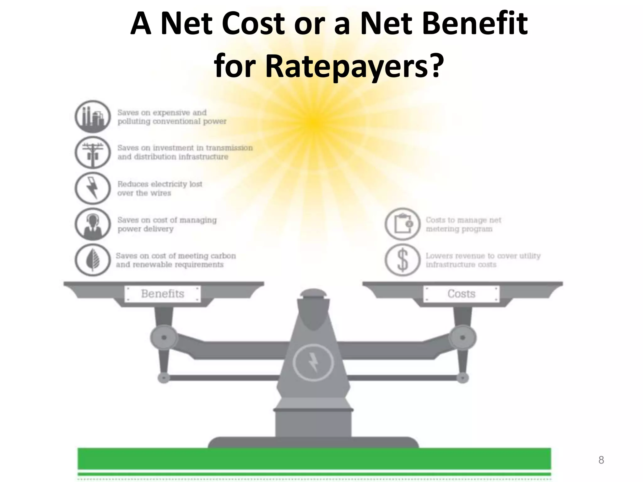 8
A Net Cost or a Net Benefit
for Ratepayers?
 