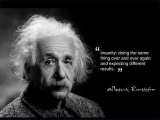 Insanity: doing the same
thing over and over again
and expecting different
results.
“
”
 