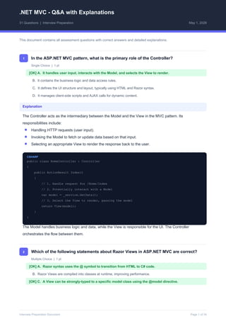 .NET MVC Interview Questions and Answers | PDF