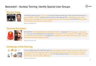 Beiersdorf – Sunless Tanning: Identify Special User Groups

 Racoon Eyes
                “I think that I have the worst ra...