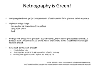 Kozinets – Rules of Netnography Practice
1.   Entrée - Planning and identification of the research target : Definition of
...