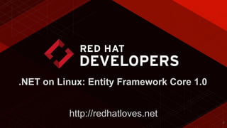 11
.NET on Linux: Entity Framework Core 1.0
http://redhatloves.net
 
