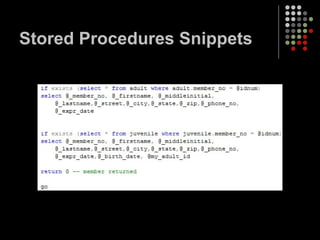 Stored Procedures Snippets 