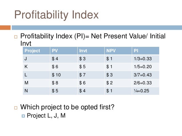 net present value npv profitability index formula
