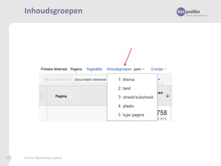 Inhoudsgroepen

58

Online Marketing Update

 