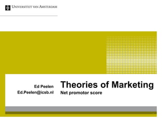 Theories of Marketing
Net promotor score
Ed Peelen
Ed.Peelen@icsb.nl
1
 