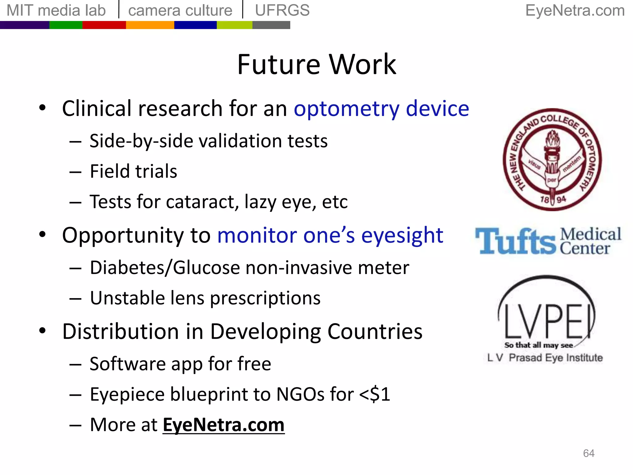 Measuring the Accommodation Range53MyopiaPerfect visionHyperopia~10cmInfinityStep 2: Near limitStep 1: Far limit