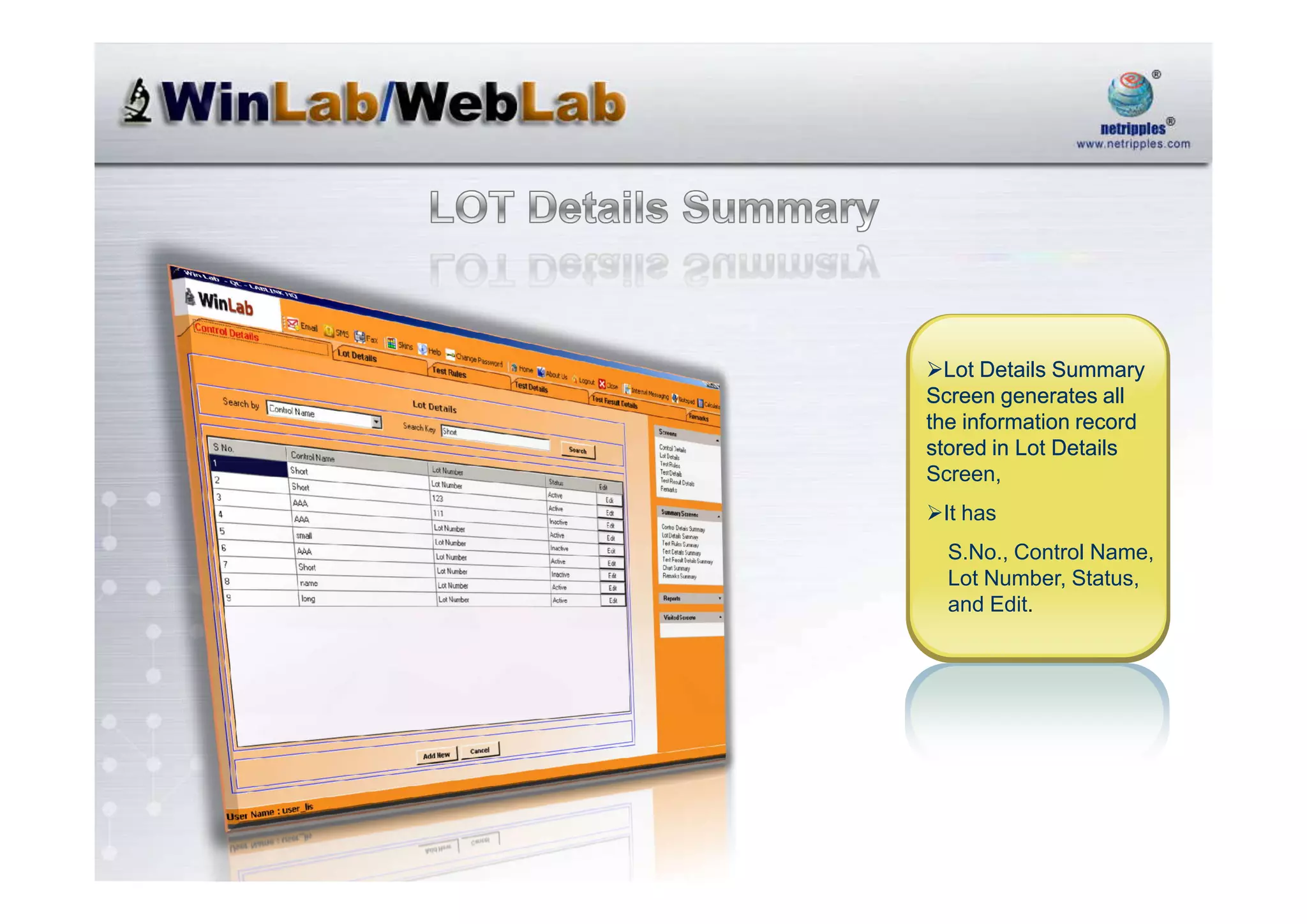 Netripples Advanced Laboratory Information System@Sept2008@Mpvrn1