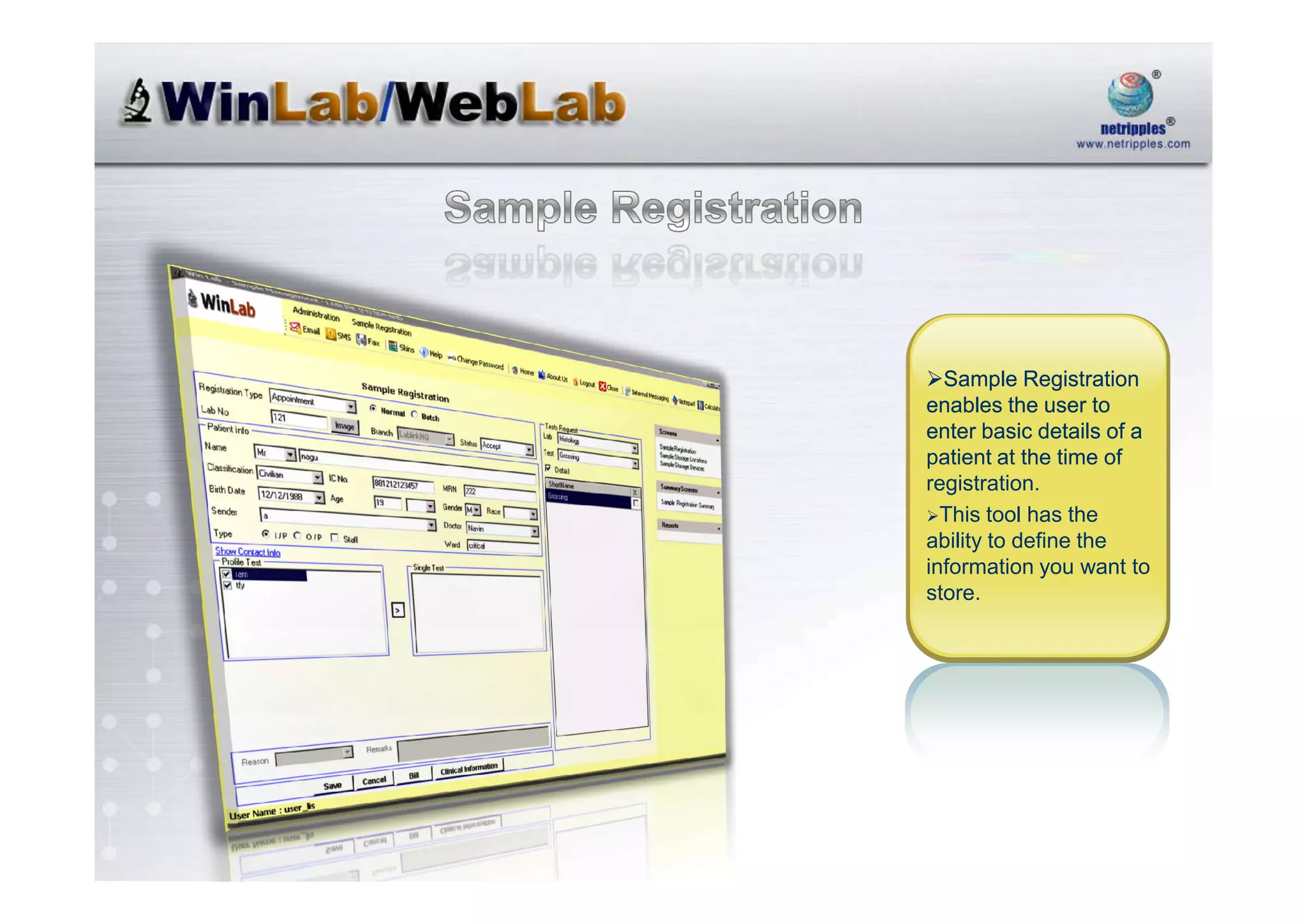 Netripples Advanced Laboratory Information System@Sept2008@Mpvrn1