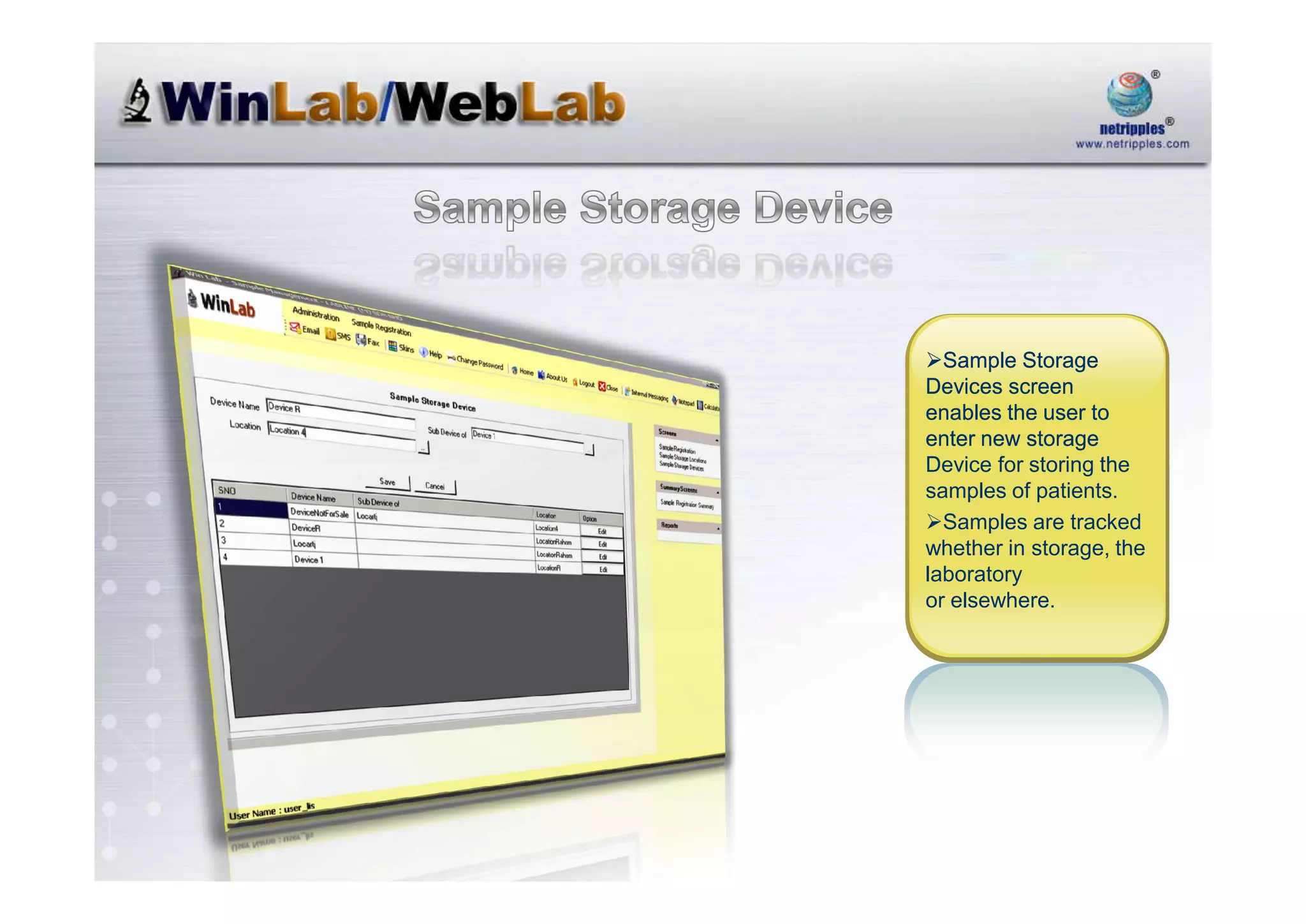 Netripples Advanced Laboratory Information System@Sept2008@Mpvrn1