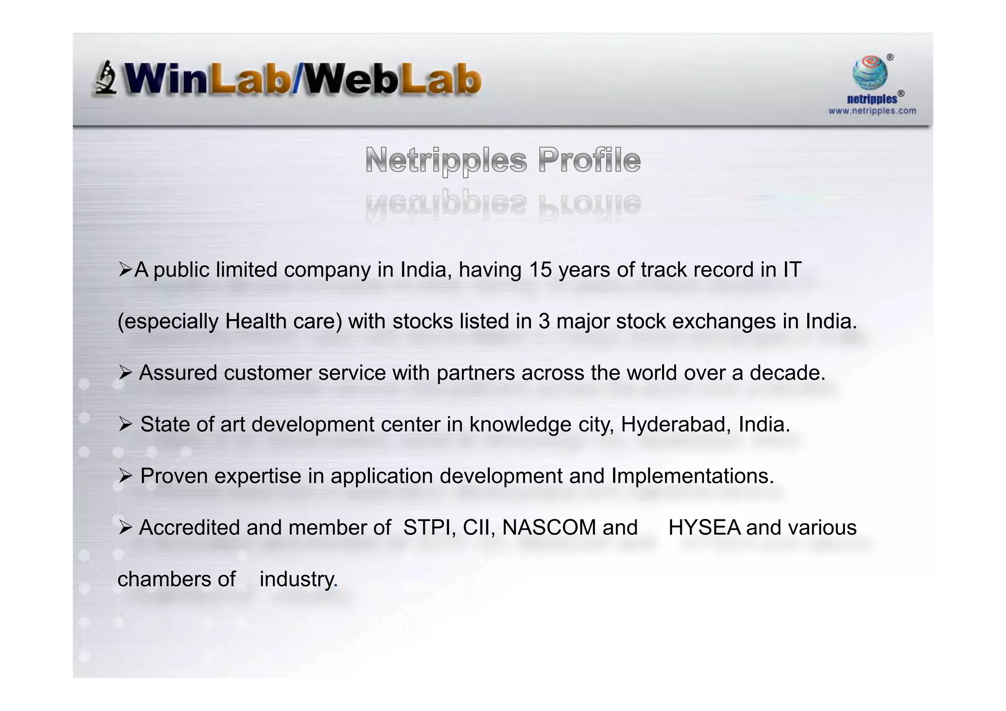 Netripples Advanced Laboratory Information System@Sept2008@Mpvrn1