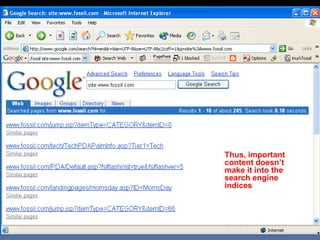 Thus, important
content doesn’t
make it into the
search engine
indices
 