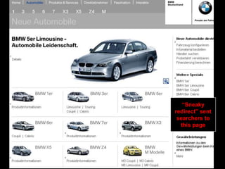 “Sneaky
redirect” sent
 searchers to
  this page
 