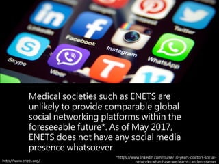 Medical societies such as ENETS are
unlikely to provide comparable global
social networking platforms within the
foreseeab...