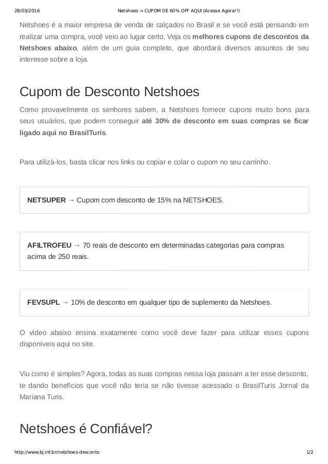 cupom desconto netshoes