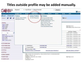 Titles outside profile may be added manually.
 
