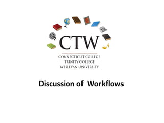 Discussion of Workflows
 