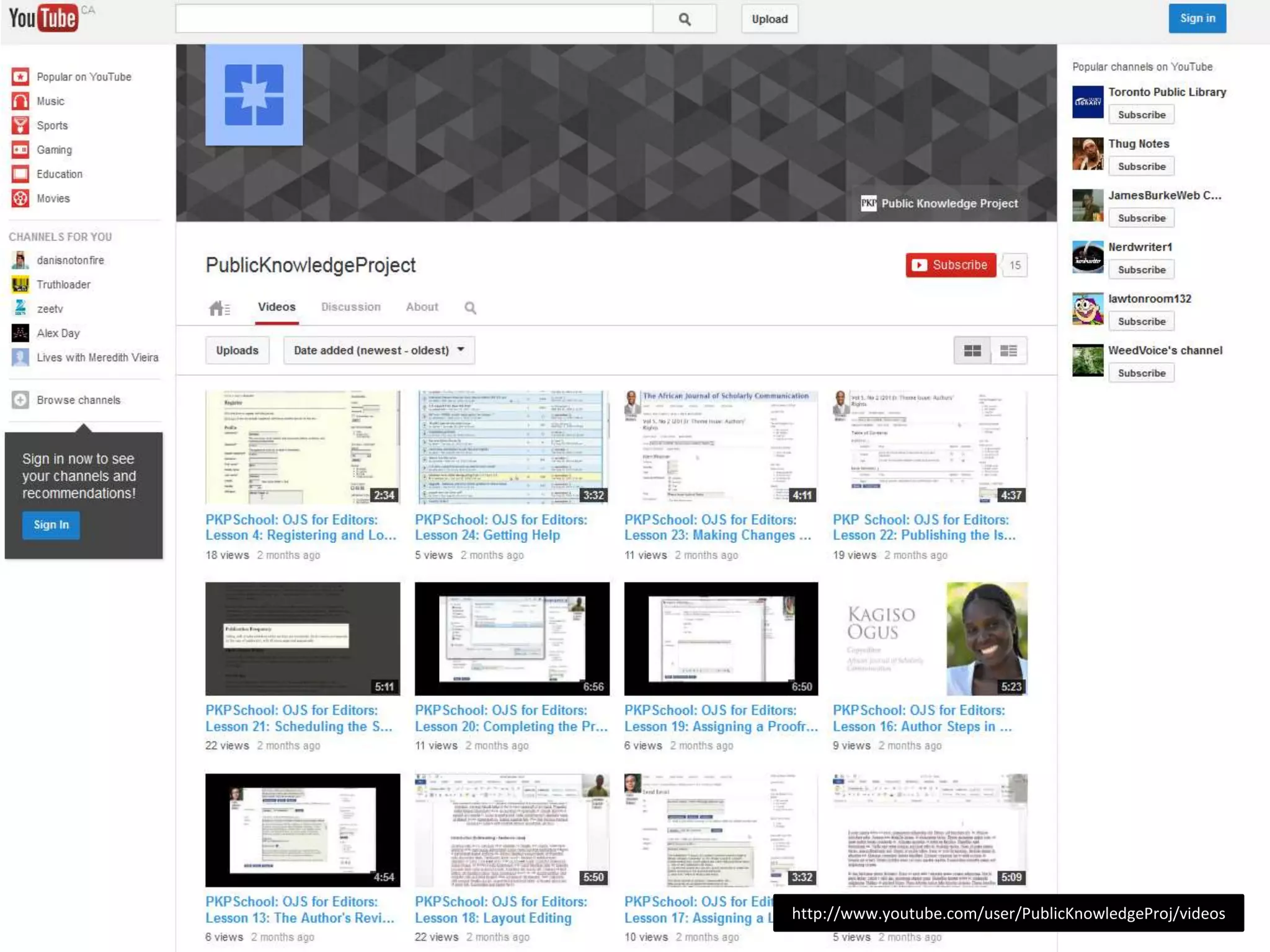 http://www.youtube.com/user/PublicKnowledgeProj/videos

 