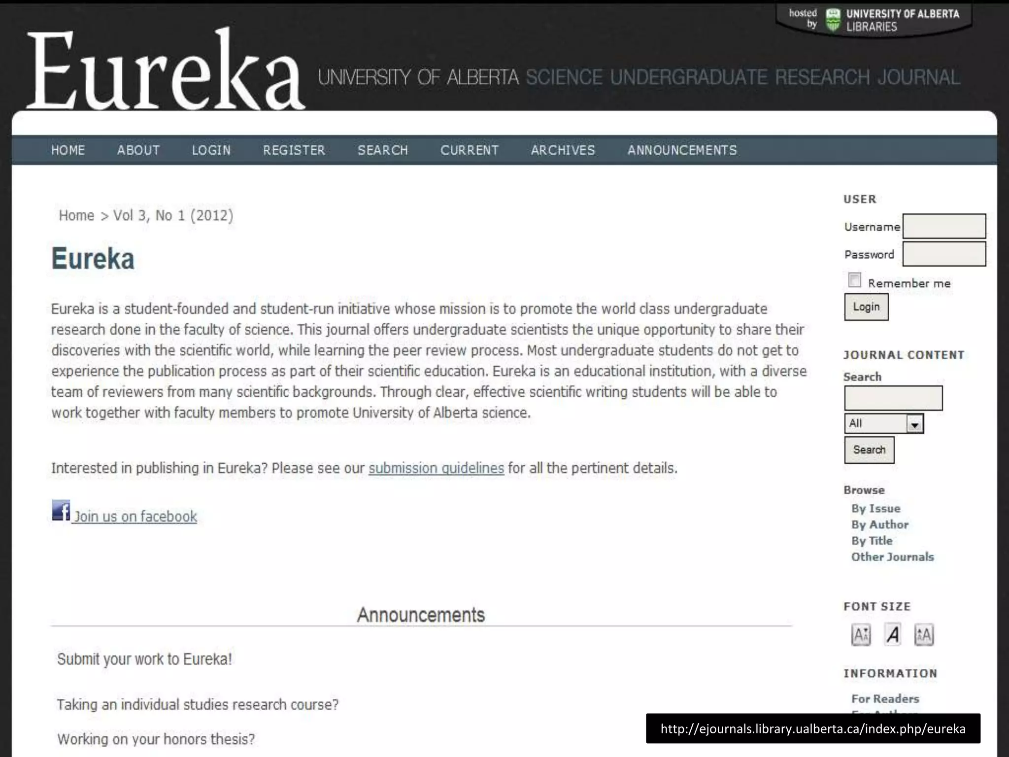 http://ejournals.library.ualberta.ca/index.php/eureka

 