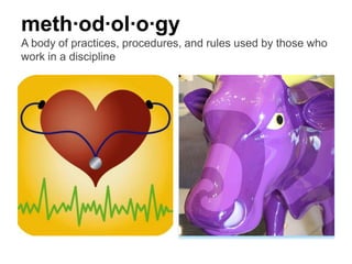 meth·od·ol·o·gy!

A body of practices, procedures, and rules used by those who work in a discipline

 