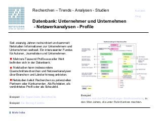 Recherchen – Trends - Analysen - Studien                                Kontakt
                                          ...