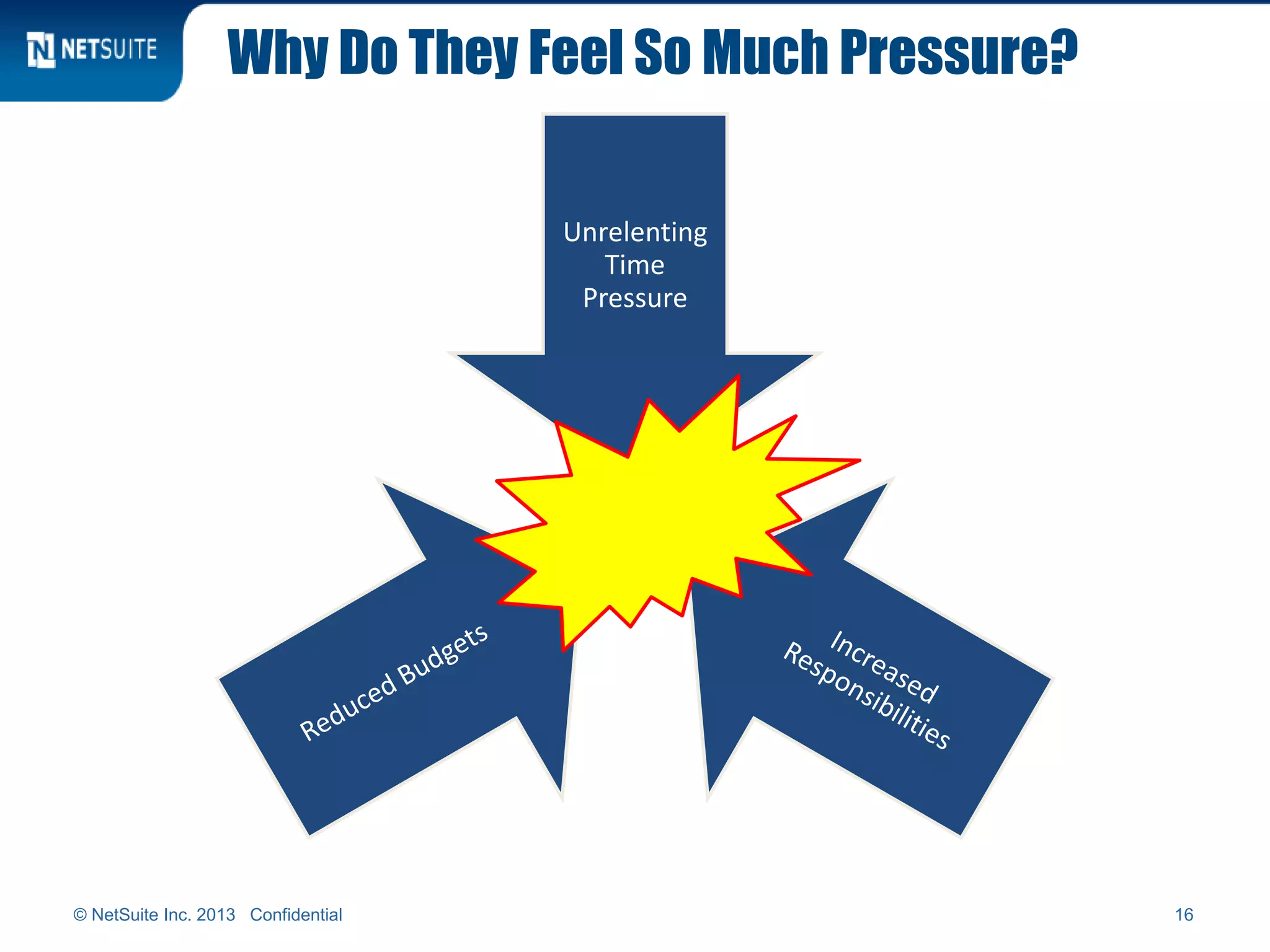 Why Do They Feel So Much Pressure?
© NetSuite Inc. 2013 Confidential 16
Unrelenting
Time
Pressure
 