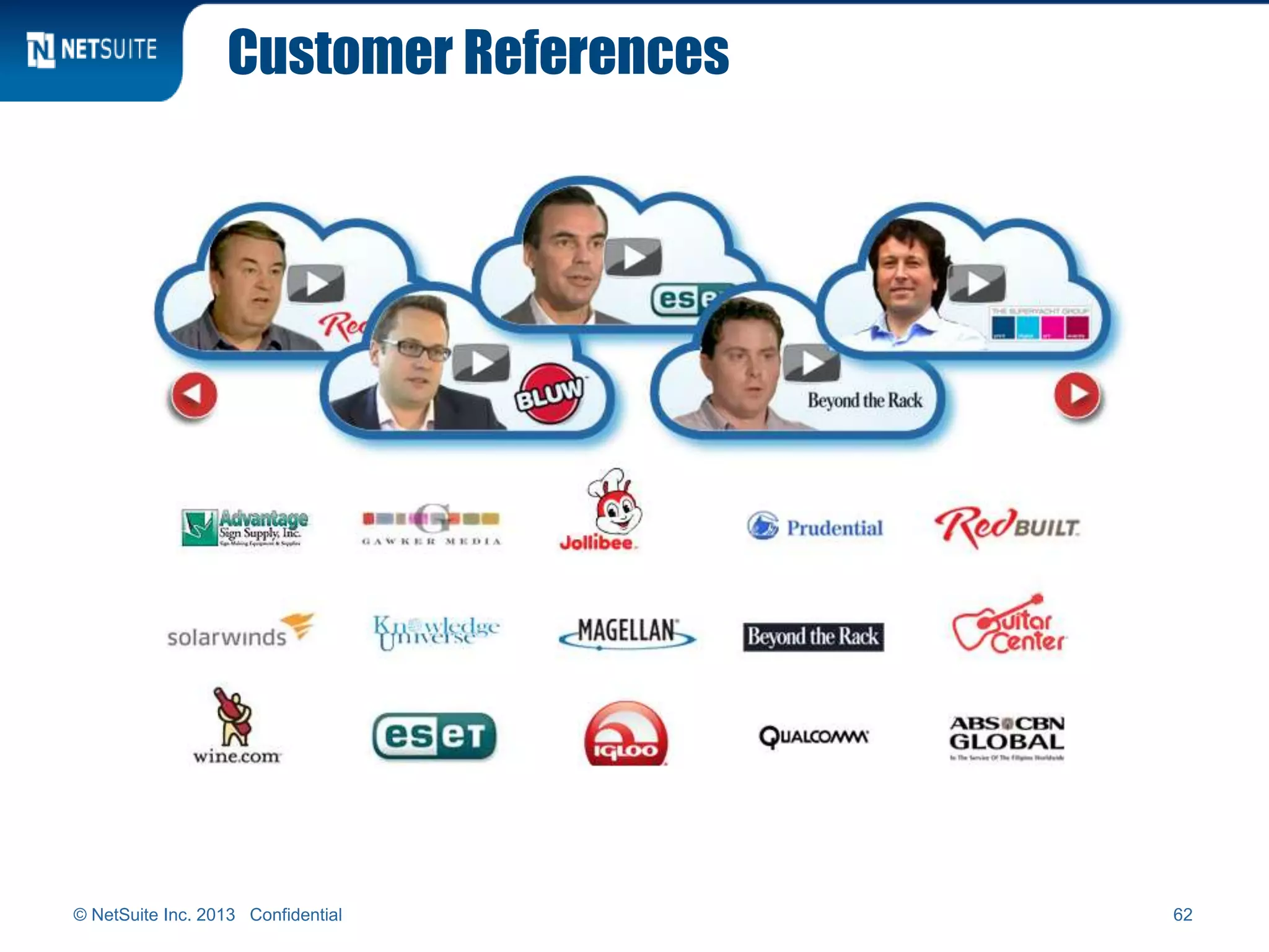Customer References
© NetSuite Inc. 2013 Confidential 62
 