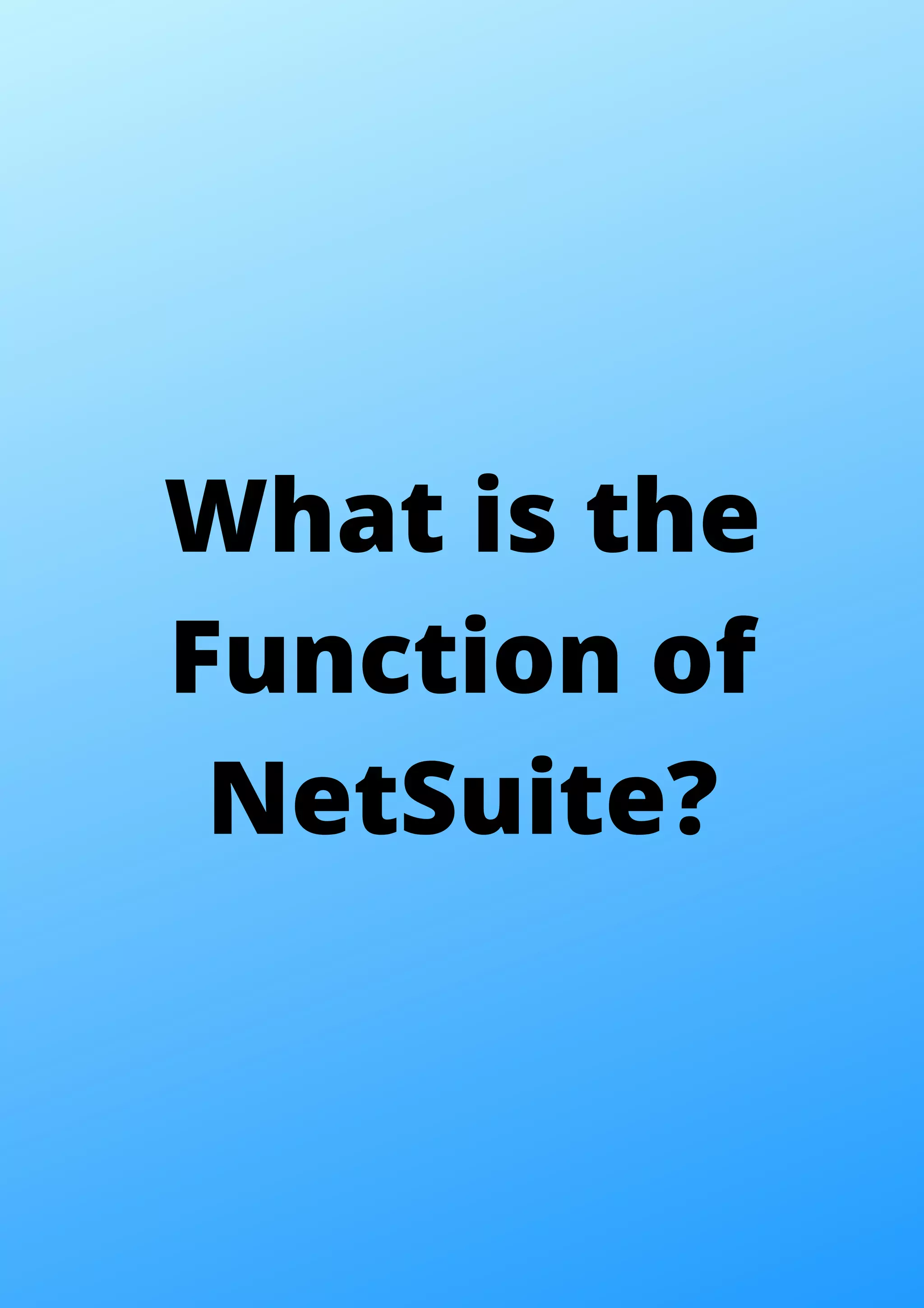 What is the Function of NetSuite? 