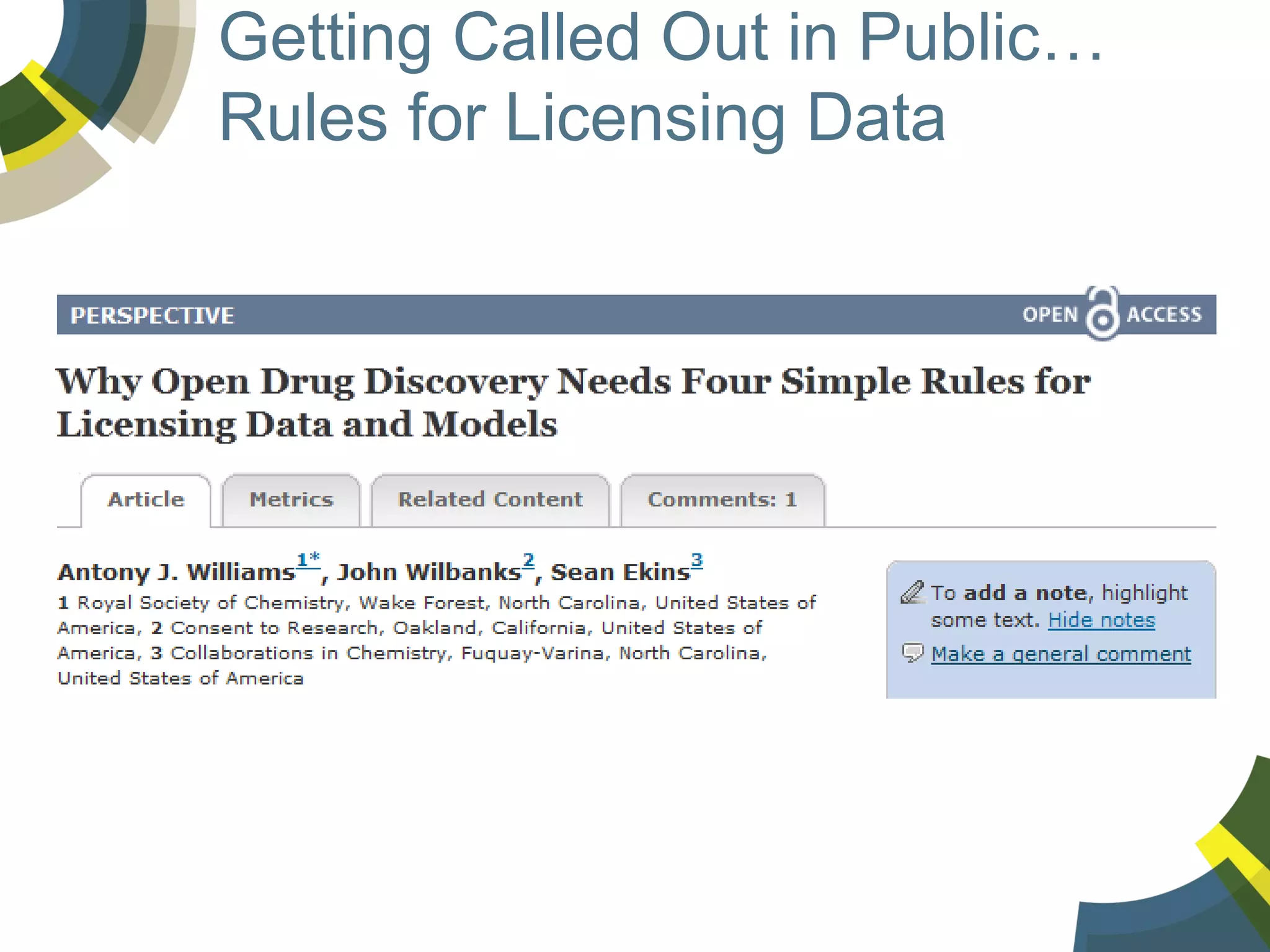 Getting Called Out in Public…
Rules for Licensing Data

 