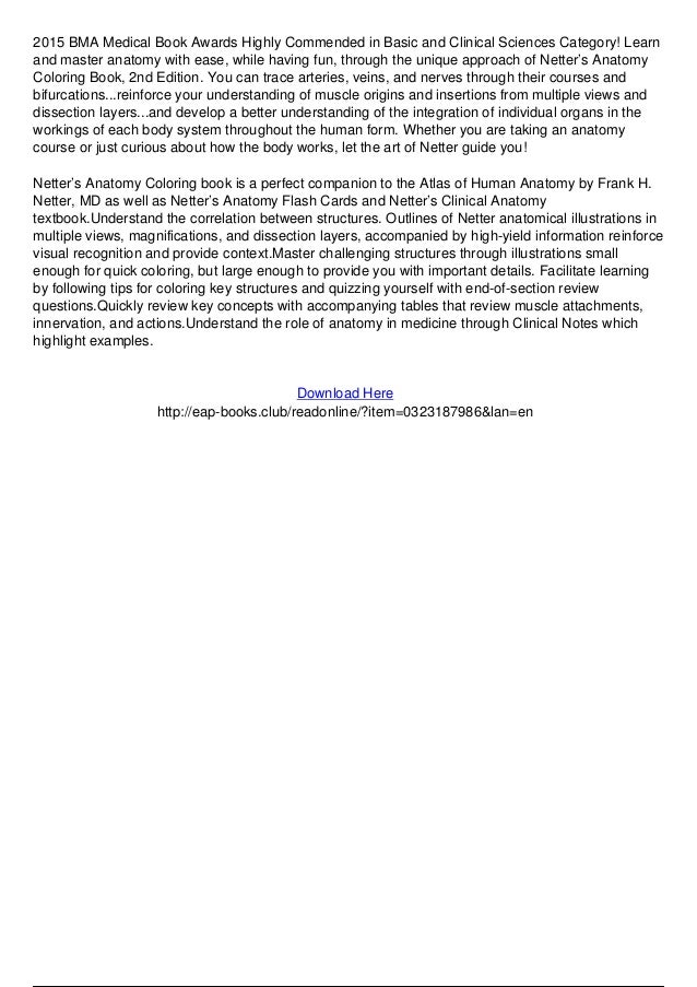 Netters Anatomy Coloring Book With Student Consult Access 2e Pdf