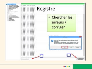 Registre
• Chercher les
erreurs /
corriger
 